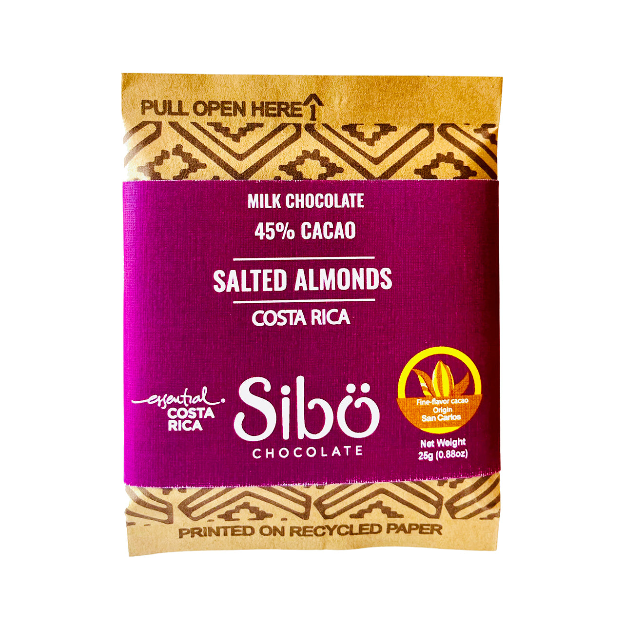 Sibu Chocolate シブチョコレート カカオ45% ソルティーアーモンドミルクチョコレート 25g